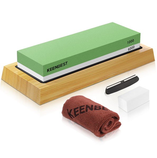 Whetstone 1000 6000 Grit Kitchen Knife Sharpening Stones 2 Side Water Wet Stone Sharpener Kit Japanese Wetstone Knives Sharpeners Waterstone Whet Stone Anti-slip Base Angle Guide User Guidebook