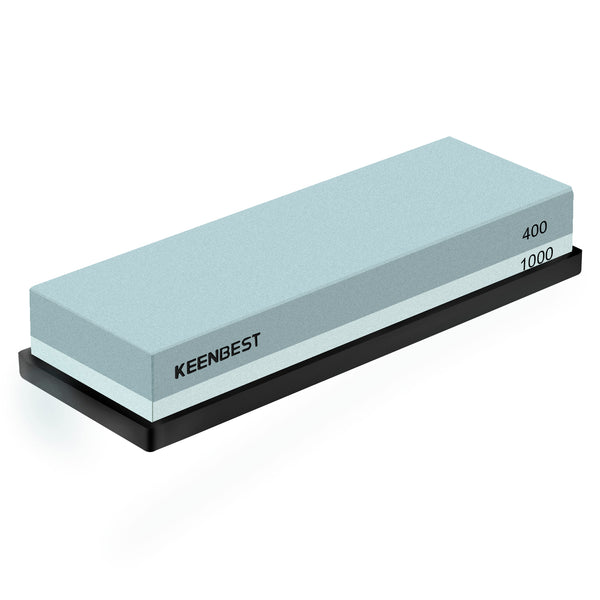 Sharpening Stone Whetstone Set 2 Side Grit 400/1000 KEENBEST Kitchen Knife Sharpener Stone, Best Wet Stones for Sharping Knives Best Kit with Non-Slip Rubber Base