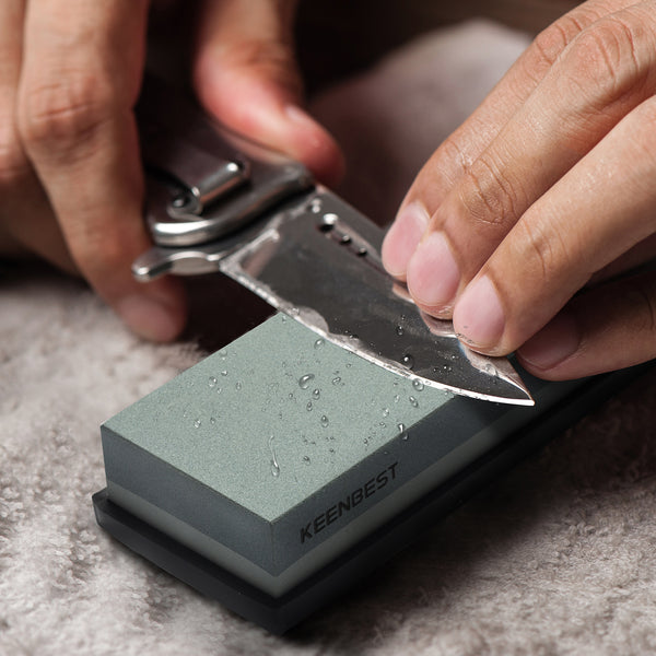 Sharpening Stone Whetstone Set 2 Side Grit 400/1000 KEENBEST Kitchen Knife Sharpener Stone, Best Wet Stones for Sharping Knives Best Kit with Non-Slip Rubber Base