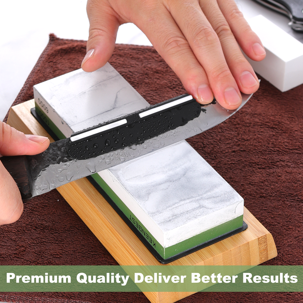 Secura Whetstone Knife Sharpening Stone Set 1000 6000 Grit Double Side  Water Stones Sharpener with Flattening Stone Non Slip Base and Angle Guide